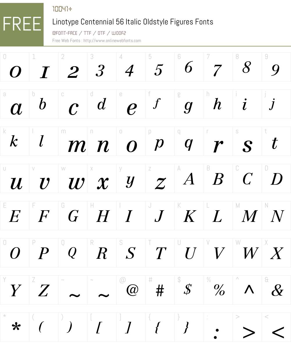 Centennial Font Screenshots