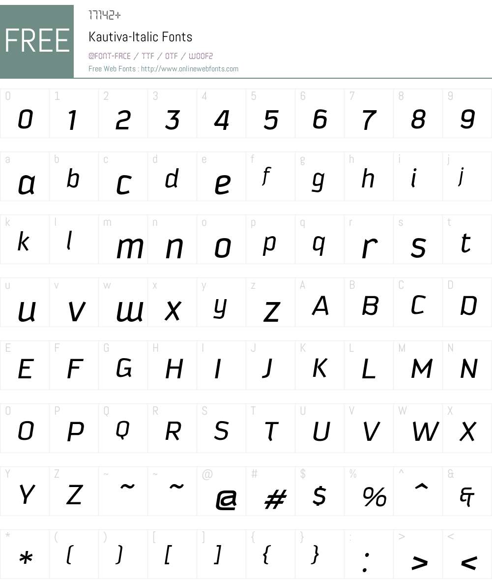Kautiva Font Screenshots