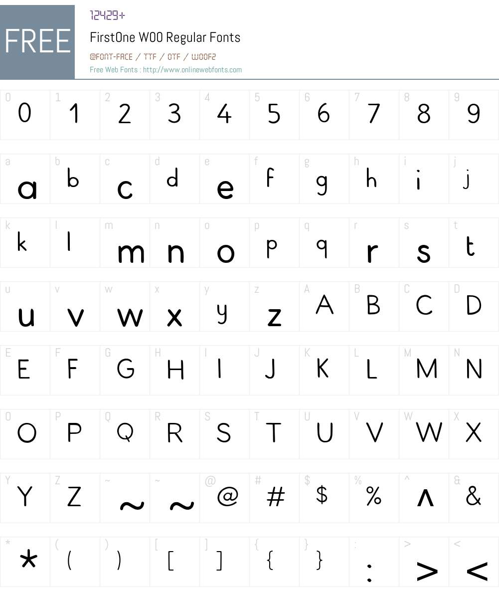 FirstOneW00-Regular Font Screenshots