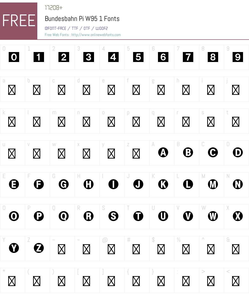 BundesbahnPiW95-1 Font Screenshots