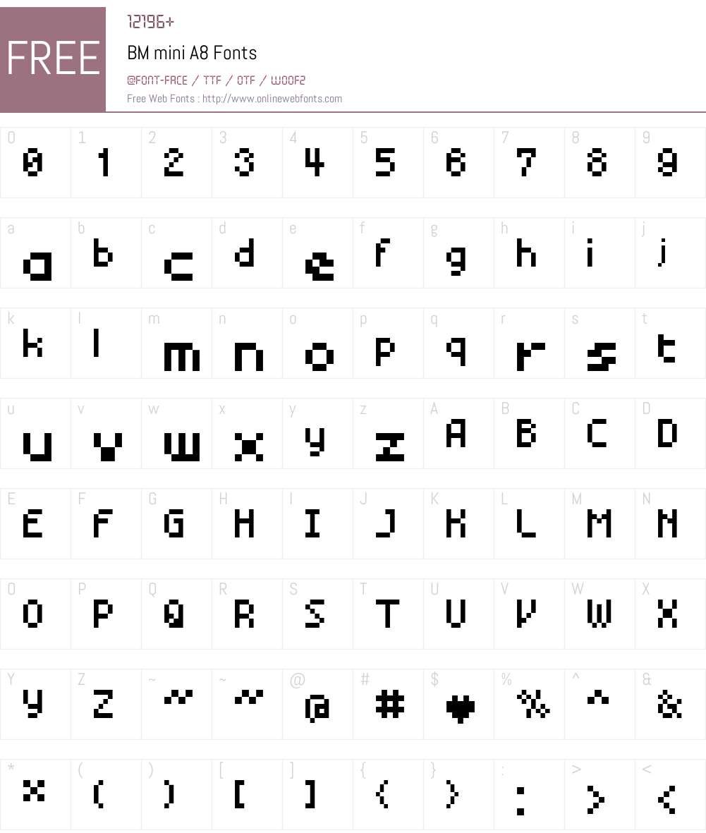 BM mini Font Screenshots