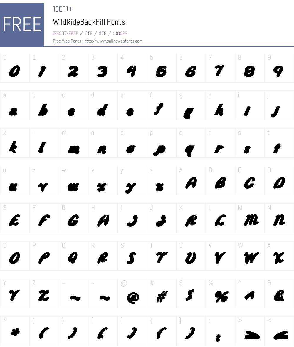 WildRideBackFill Font Screenshots