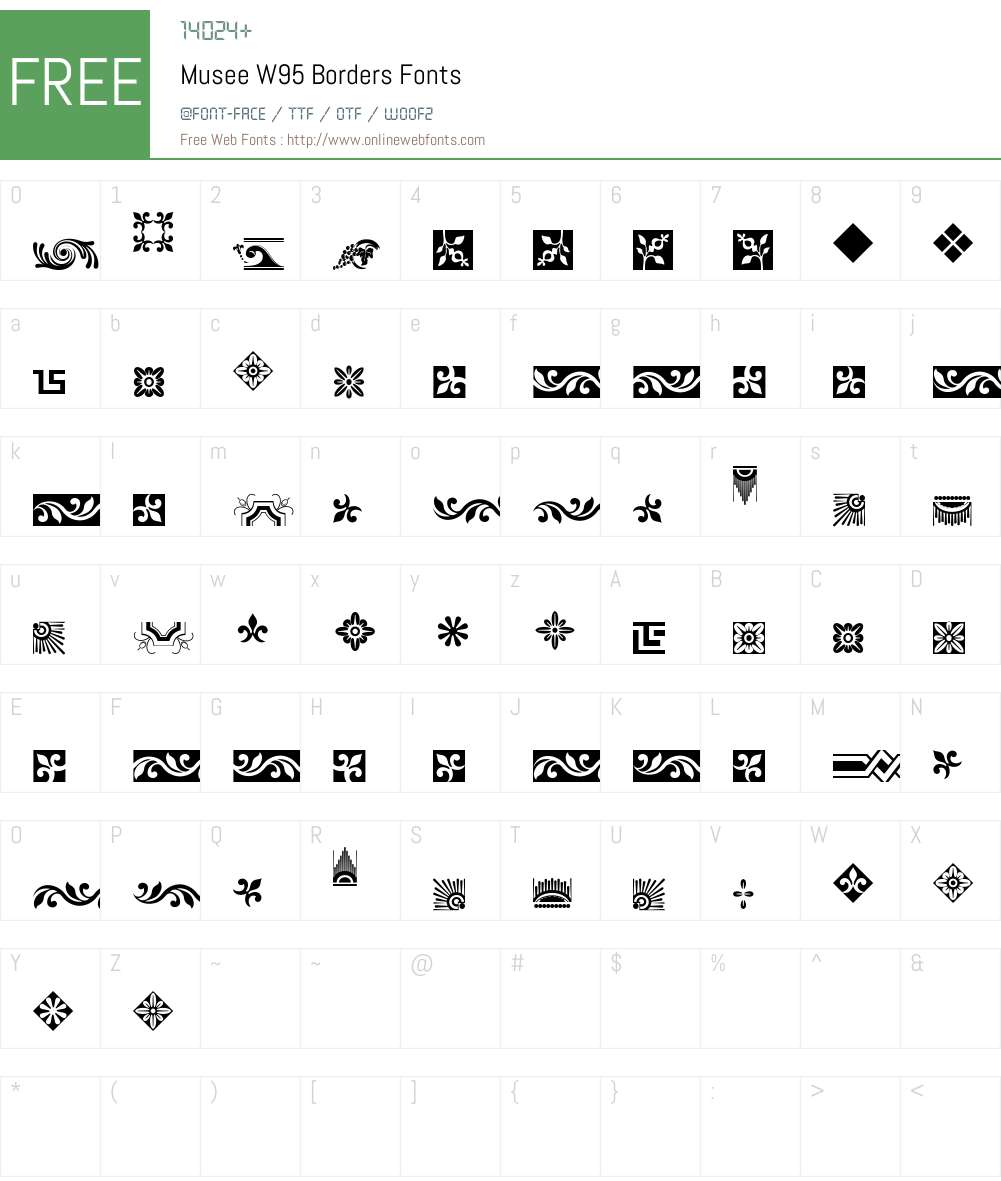 MuseeW95-Borders Font Screenshots