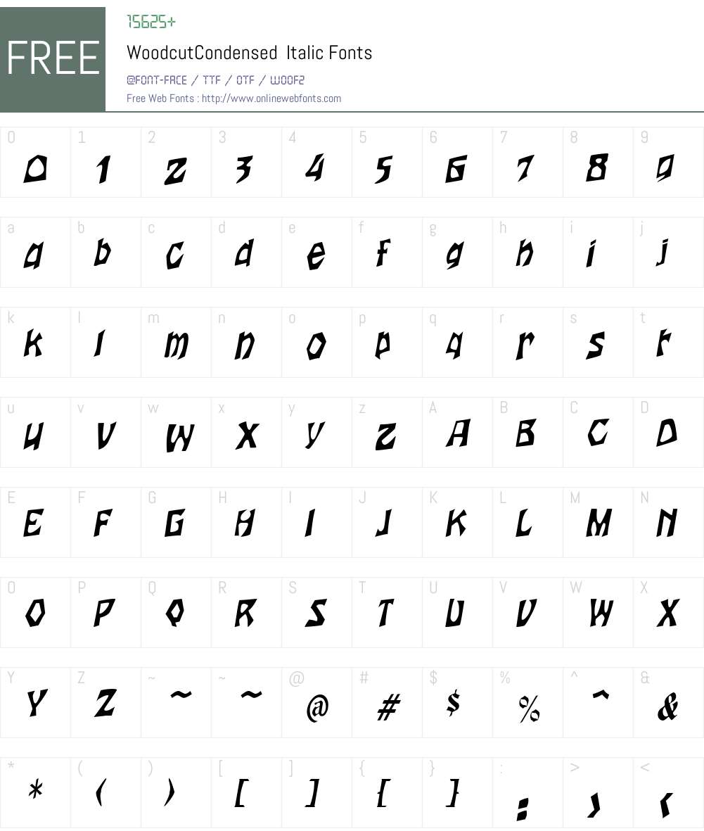 WoodcutCondensed Font Screenshots