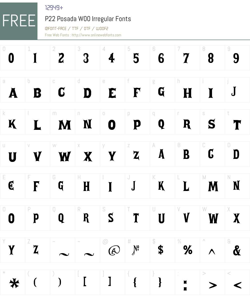 P22PosadaW00-Irregular Font Screenshots