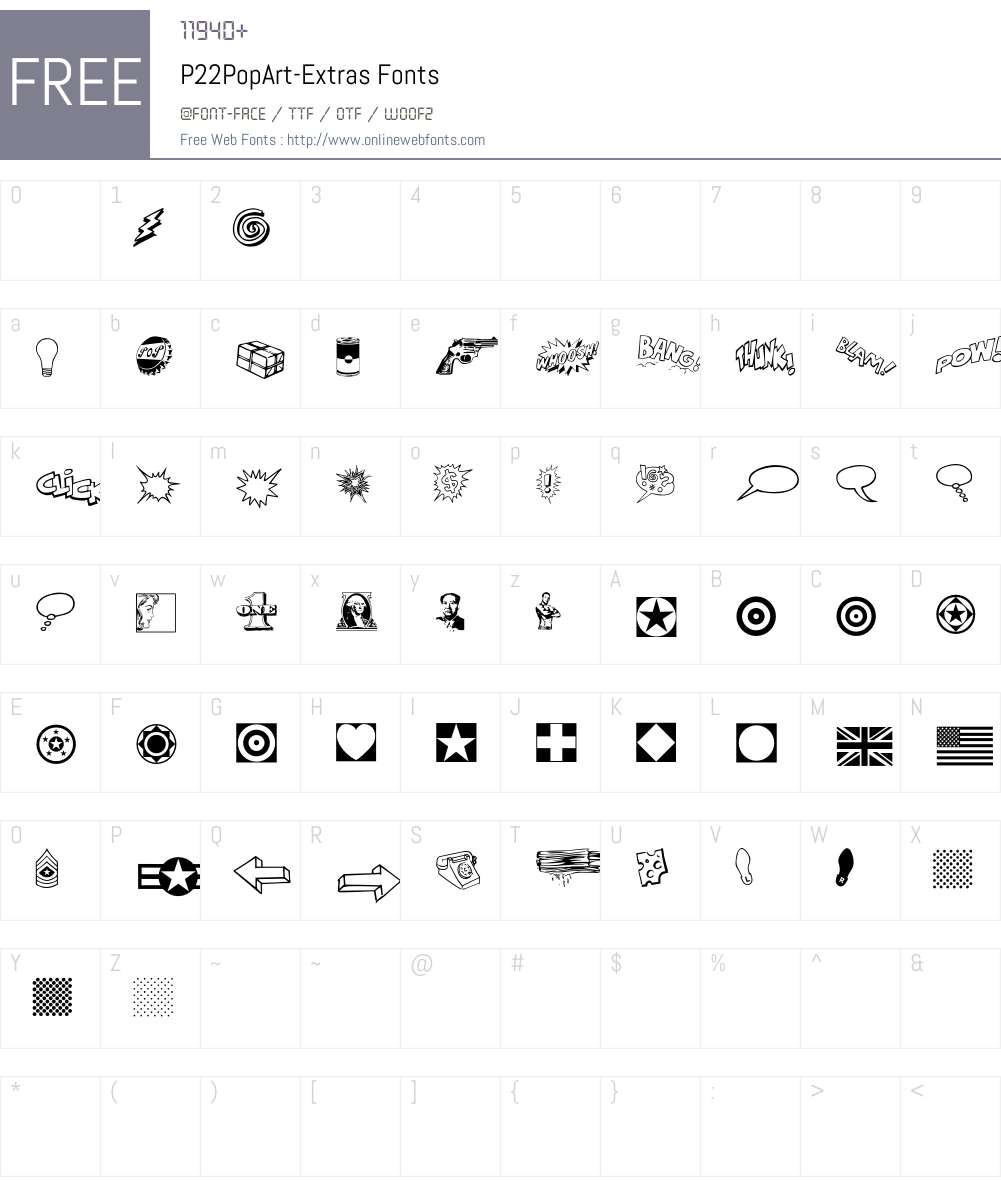 P22PopArt Font Screenshots