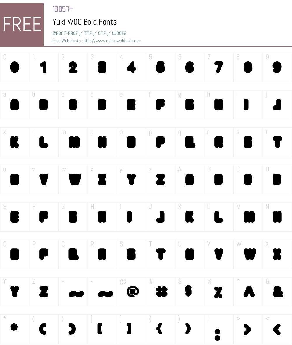 YukiW00-Bold Font Screenshots
