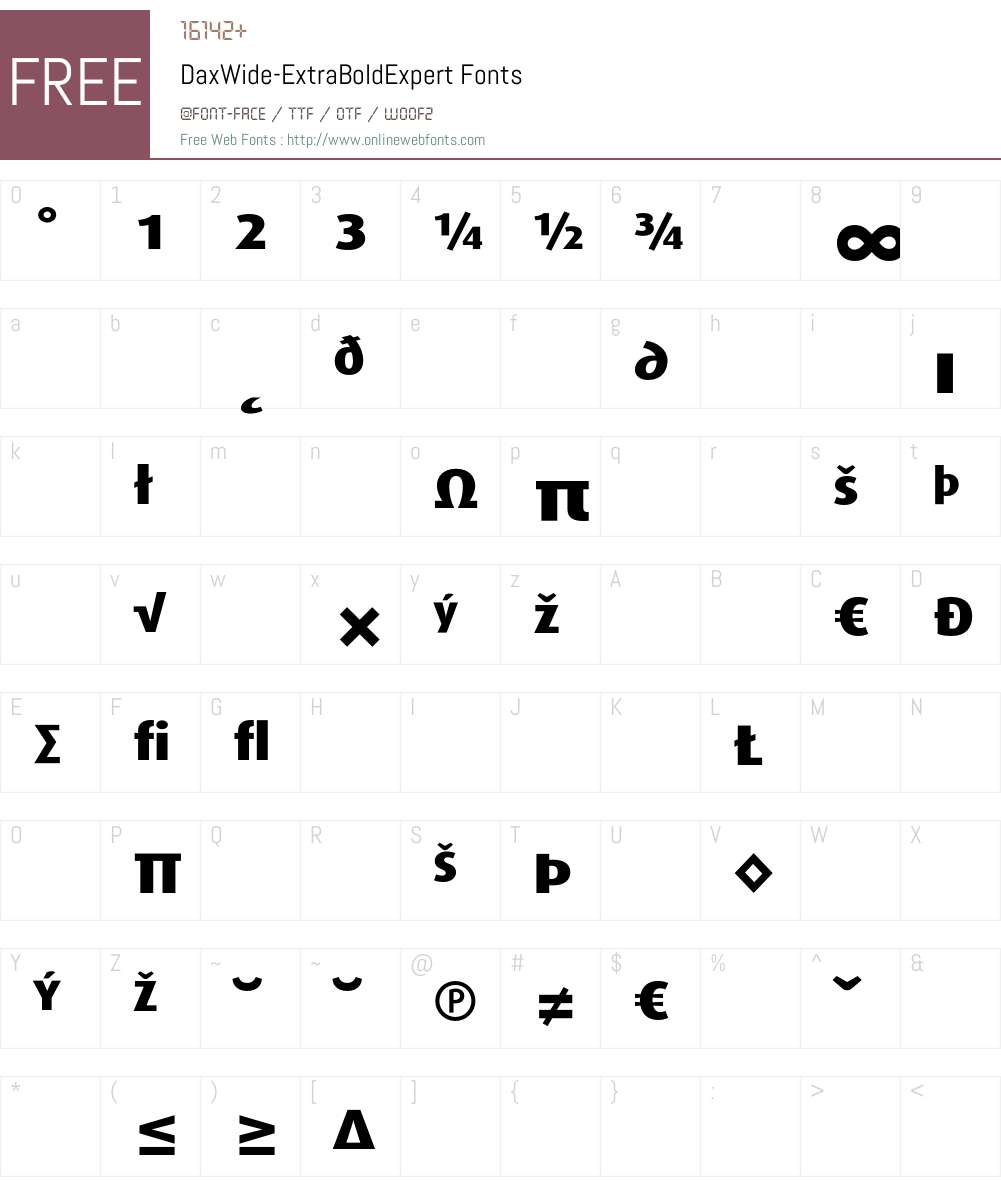 DaxWide Font Screenshots