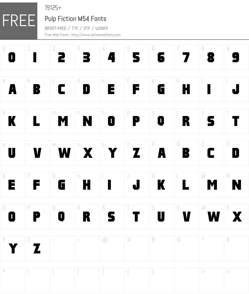 Pulp Fiction M54 Font Screenshots