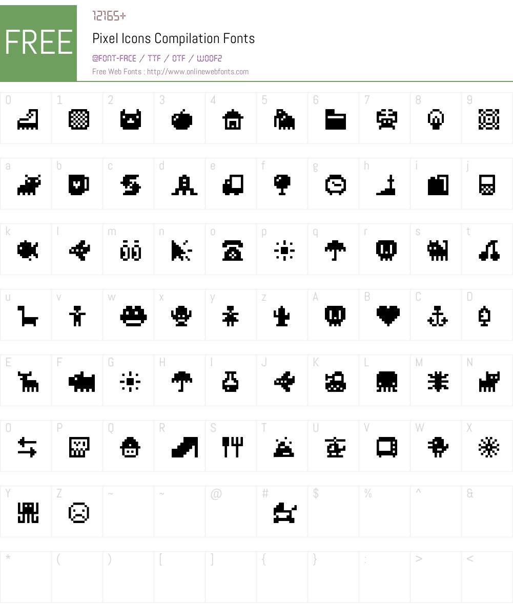 Pixel Icons Compilation Font Screenshots