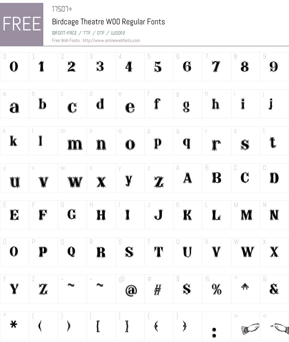 BirdcageTheatreW00-Regular Font Screenshots