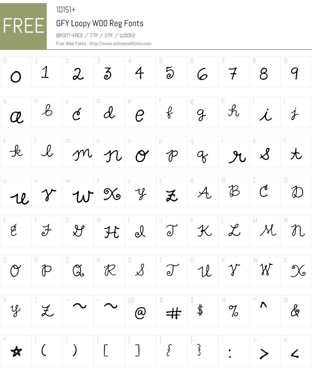 GFYLoopyW00-Reg Font Screenshots