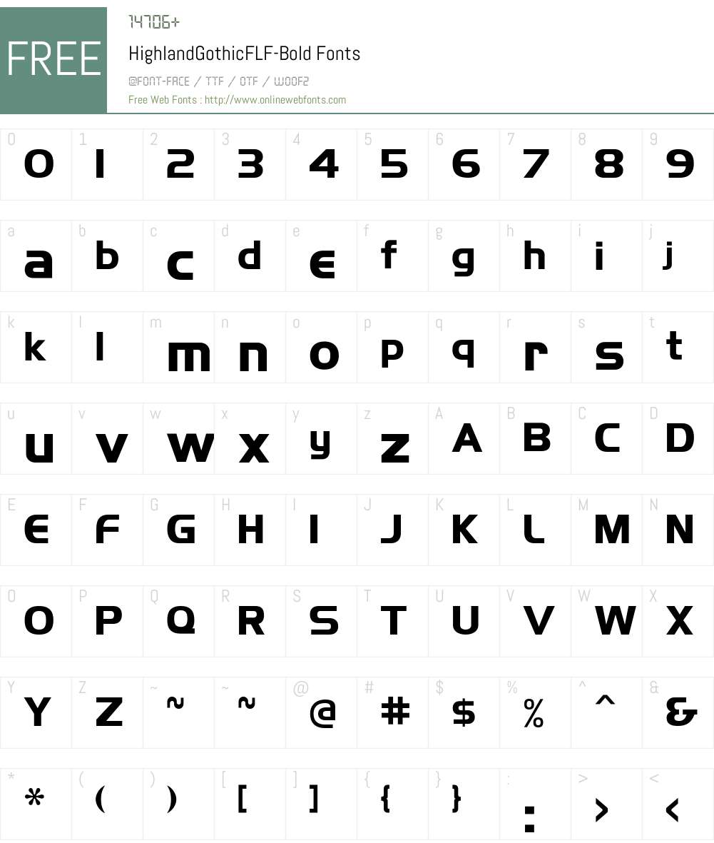HighlandGothicFLF Font Screenshots