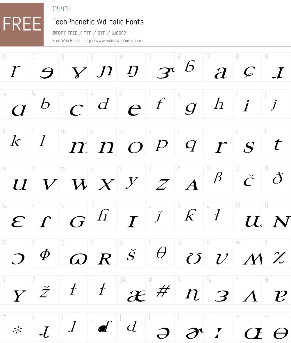TechPhonetic Wd italic Font Screenshots