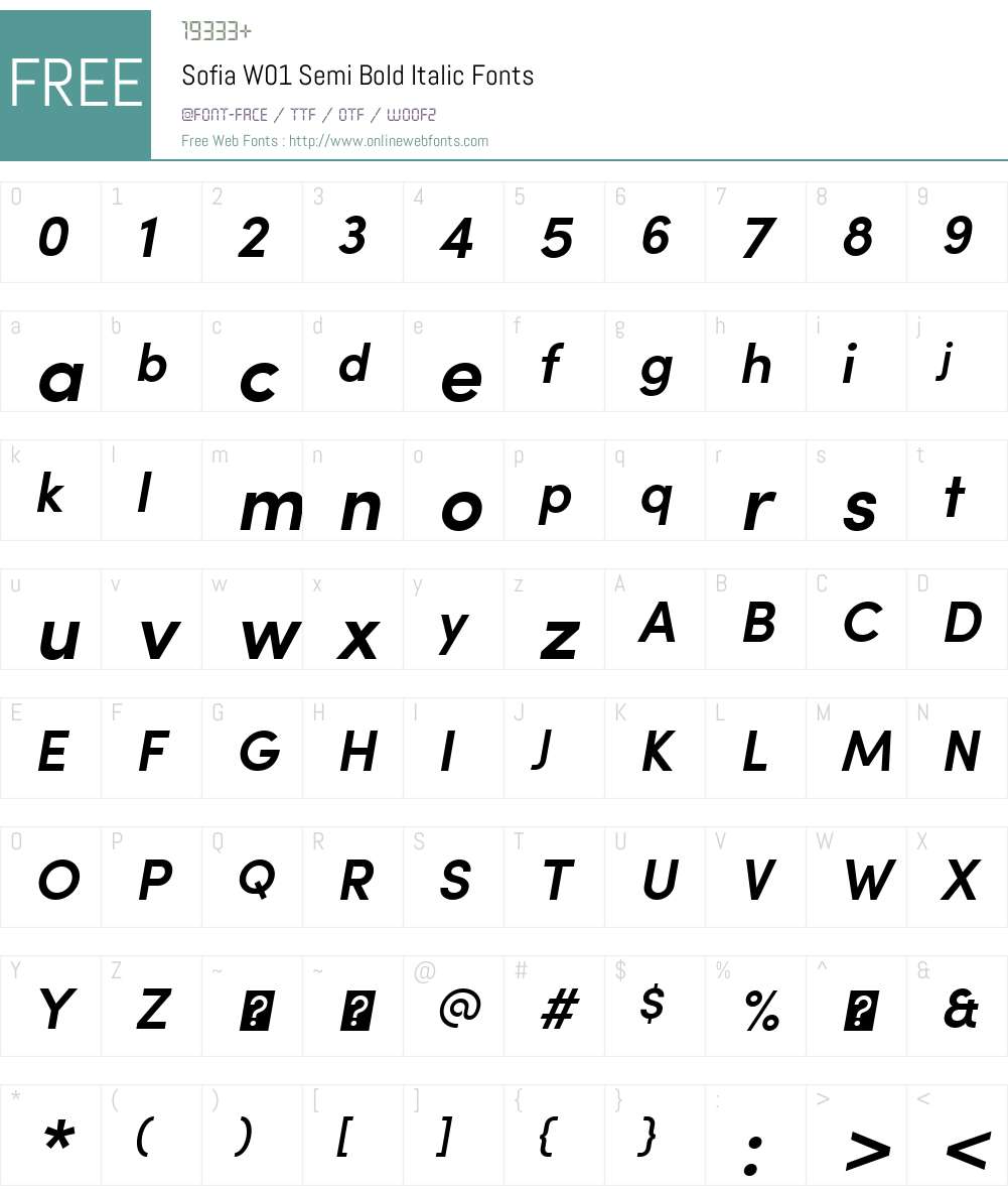 SofiaW01-SemiBoldItalic Font Screenshots