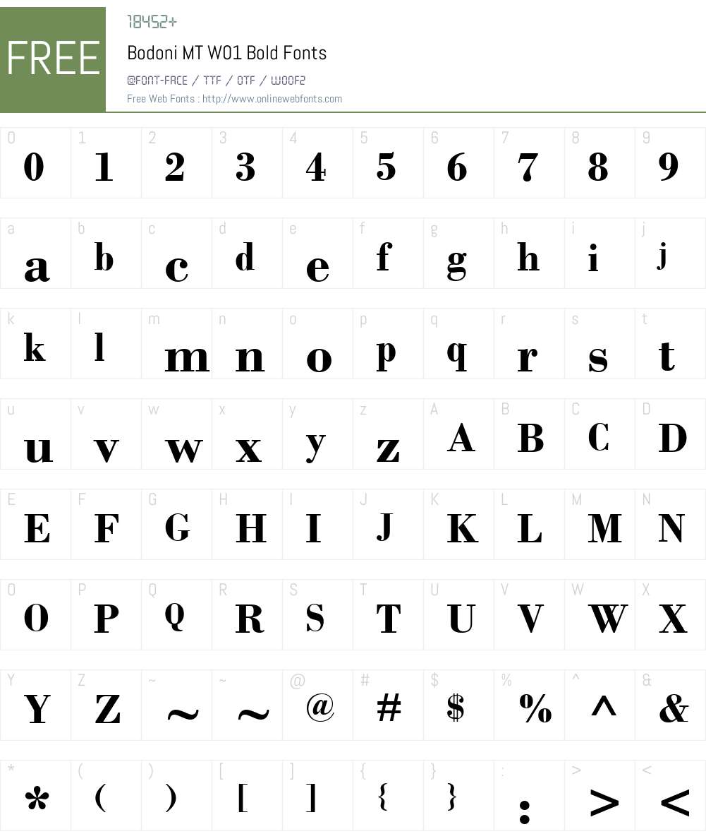 BodoniMTW01-Bold Font Screenshots