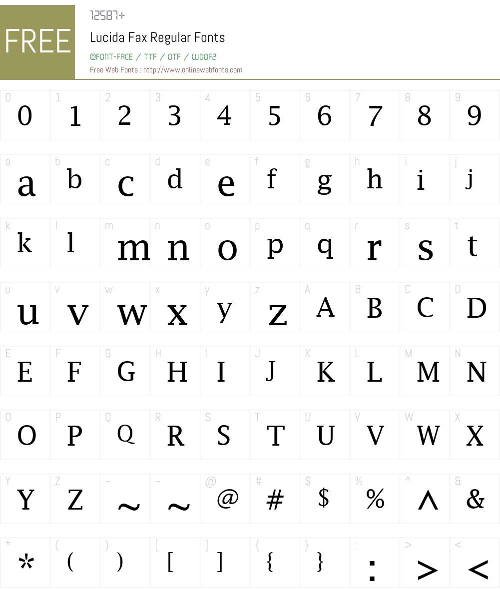 Lucida Fax Font Screenshots