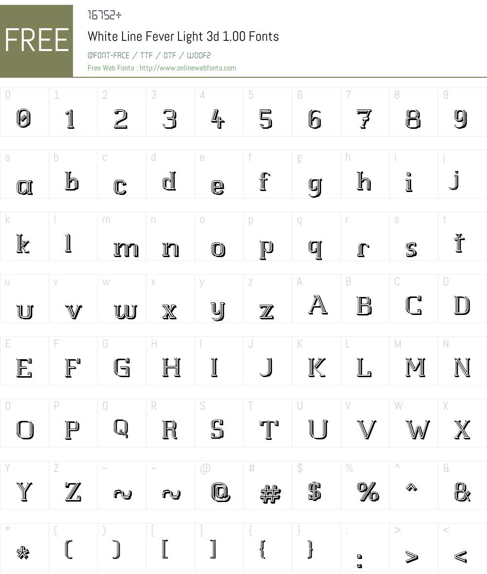 White Line Fever Light 3d 1.00 Font Screenshots