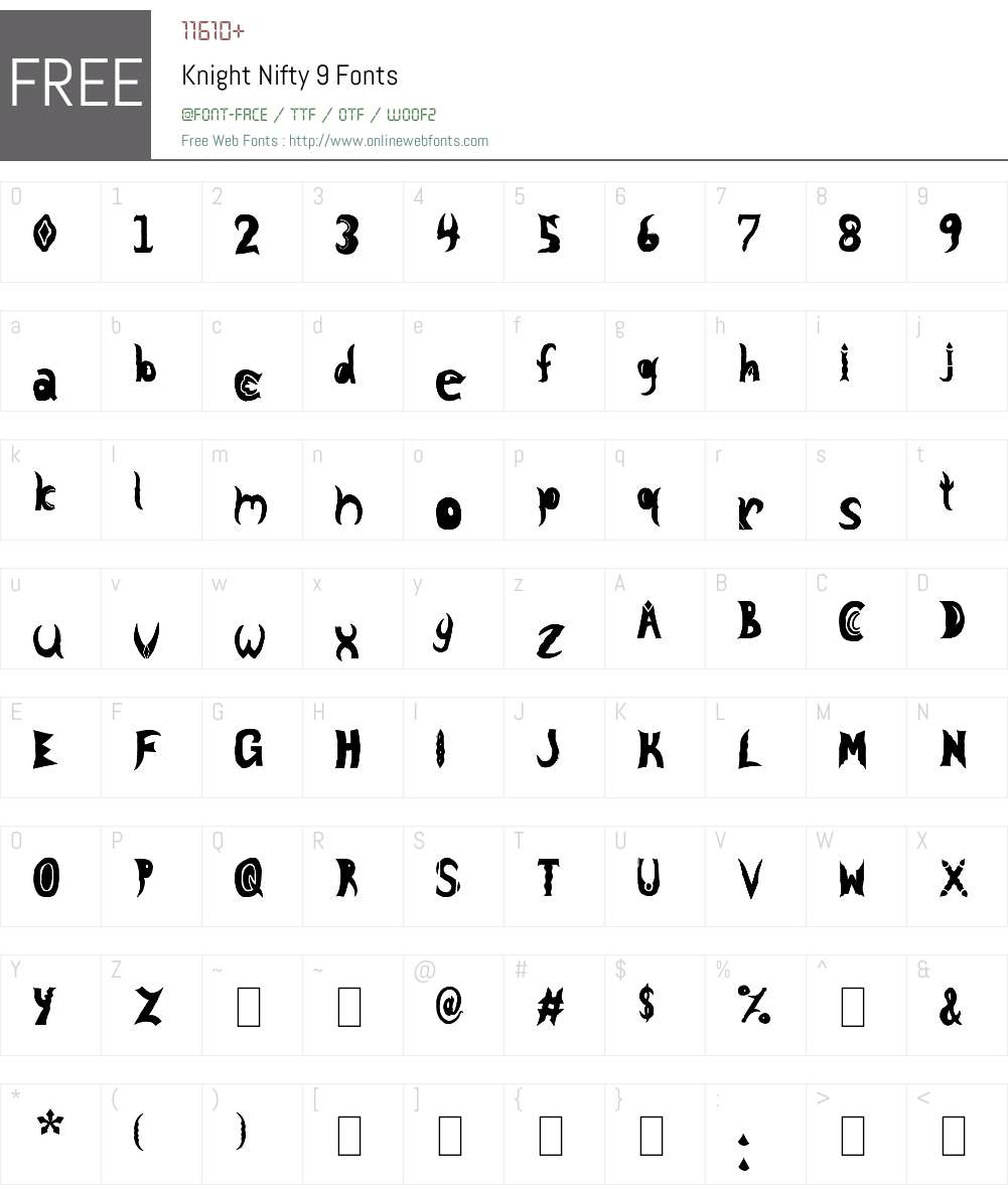 Knight Nifty 9 Font Screenshots