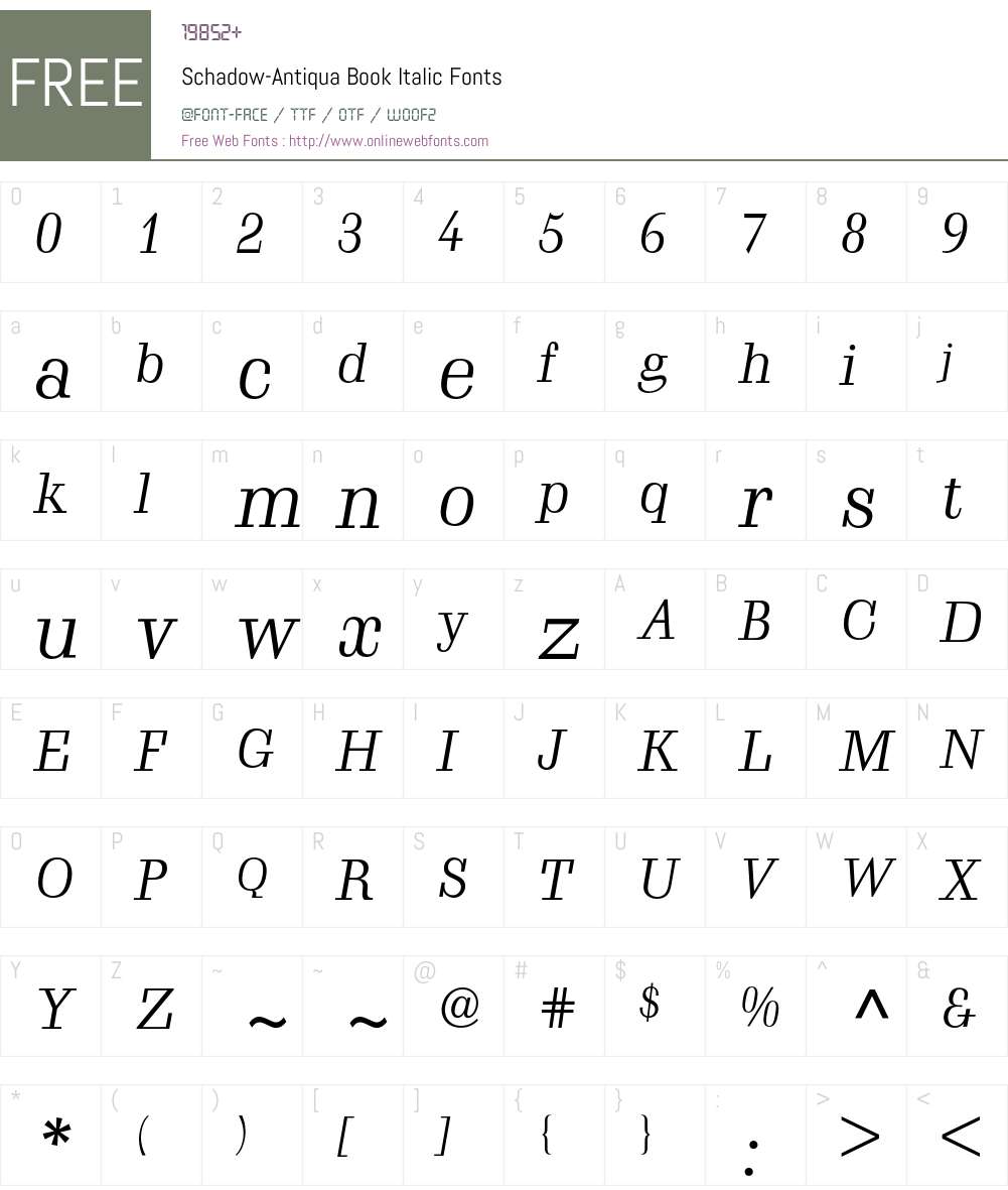 Schadow-Antiqua BQ Font Screenshots