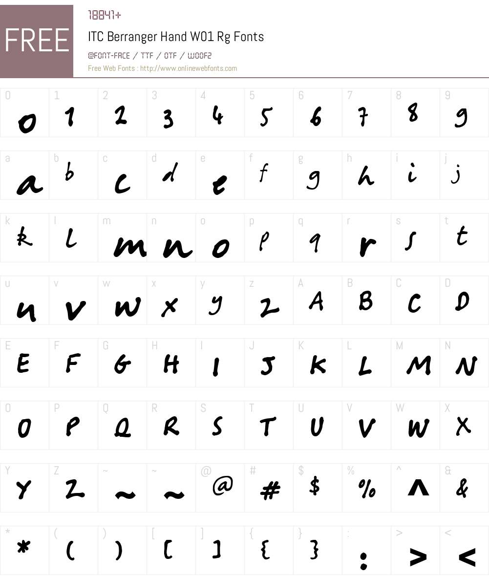 ITCBerrangerHandW01-Rg Font Screenshots