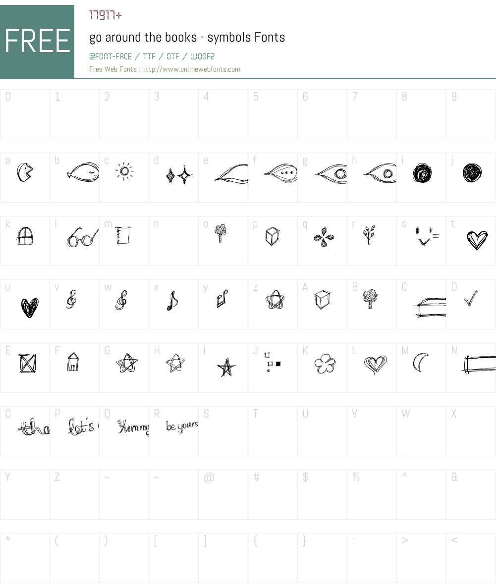 go around the books - symbols Font Screenshots