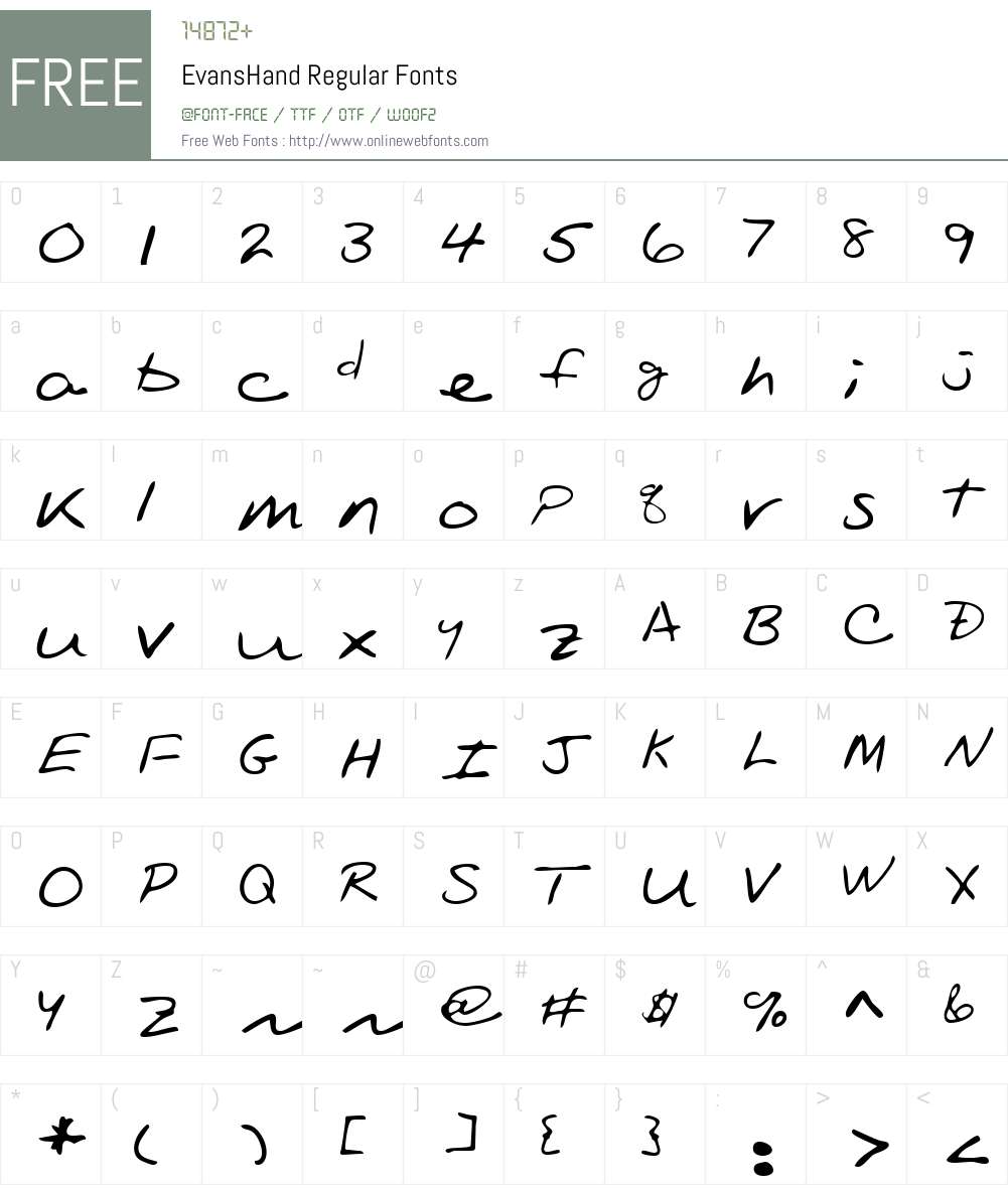 EvansHand Font Screenshots