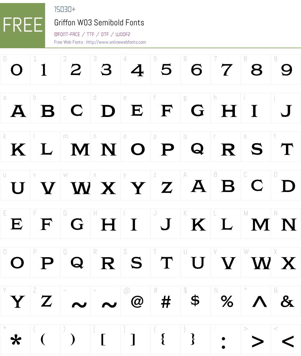 Griffon Font Screenshots