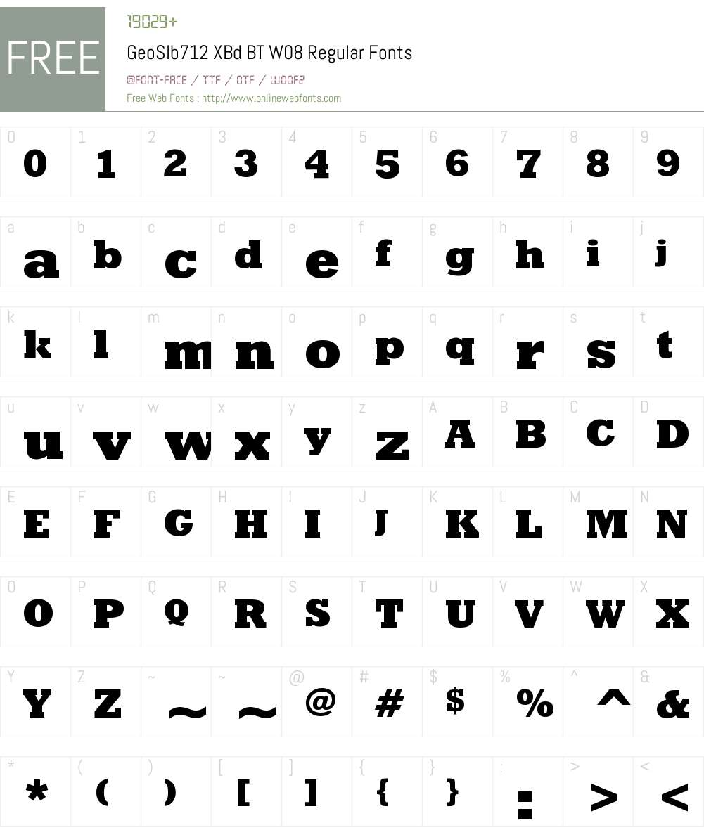 Geometric Slabserif 712 BT Font Screenshots