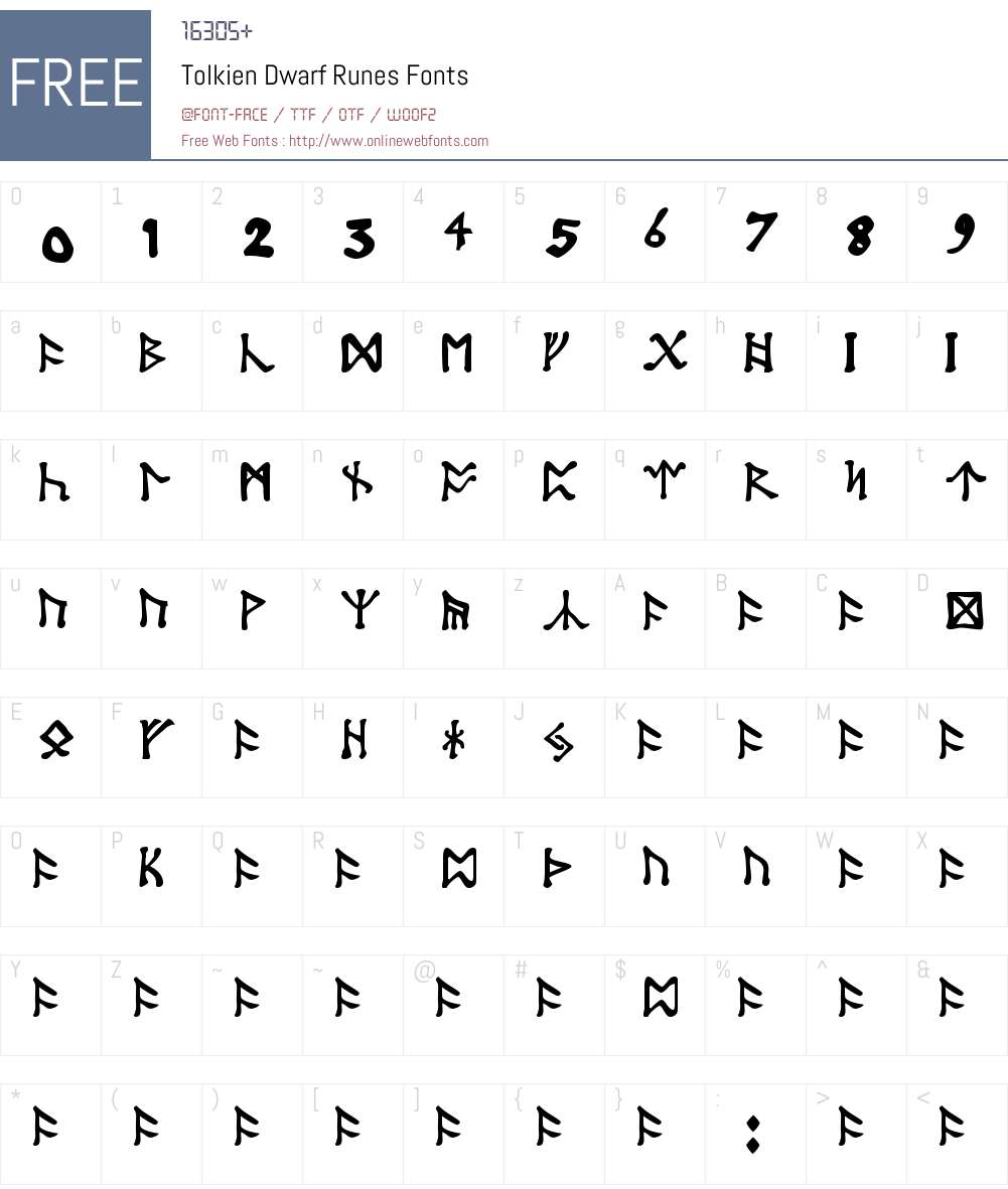 Tolkien Dwarf Runes Fonts Free Download - OnlineWebFonts.COM