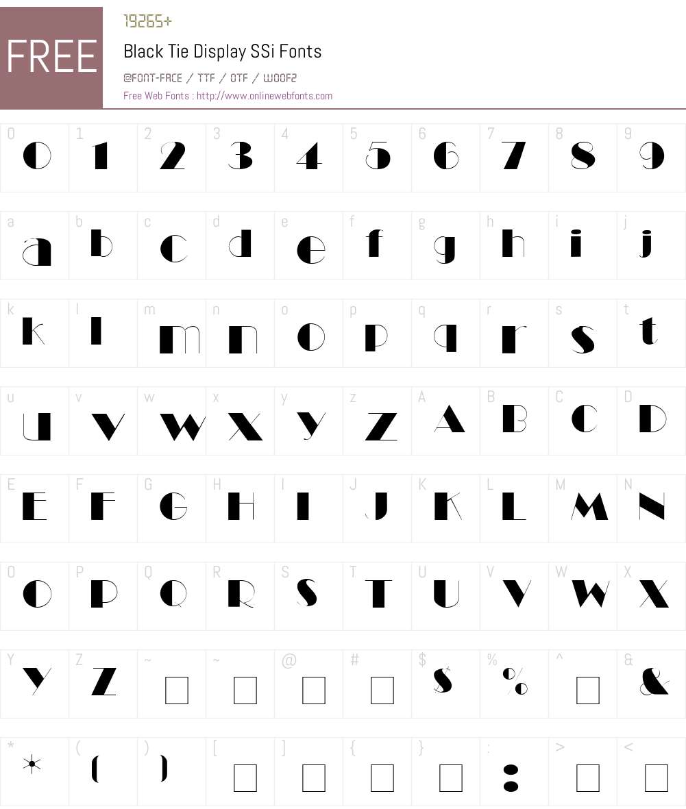 Black Tie Display SSi Font Screenshots