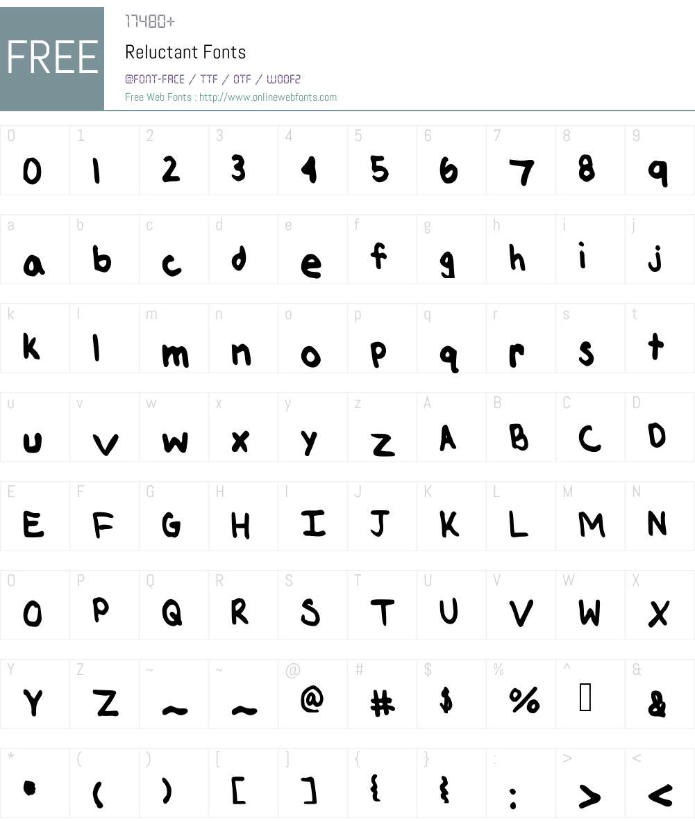 Reluctant Font Screenshots