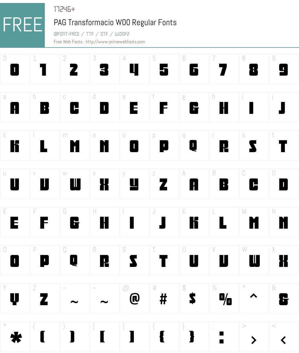 PAGTransformacioW00-Regular Font Screenshots