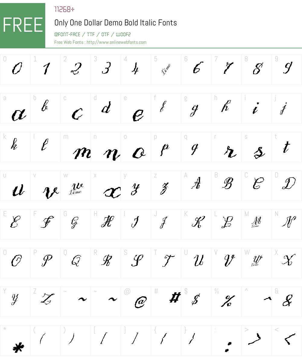 OnlyOneDollarDemo Font Screenshots