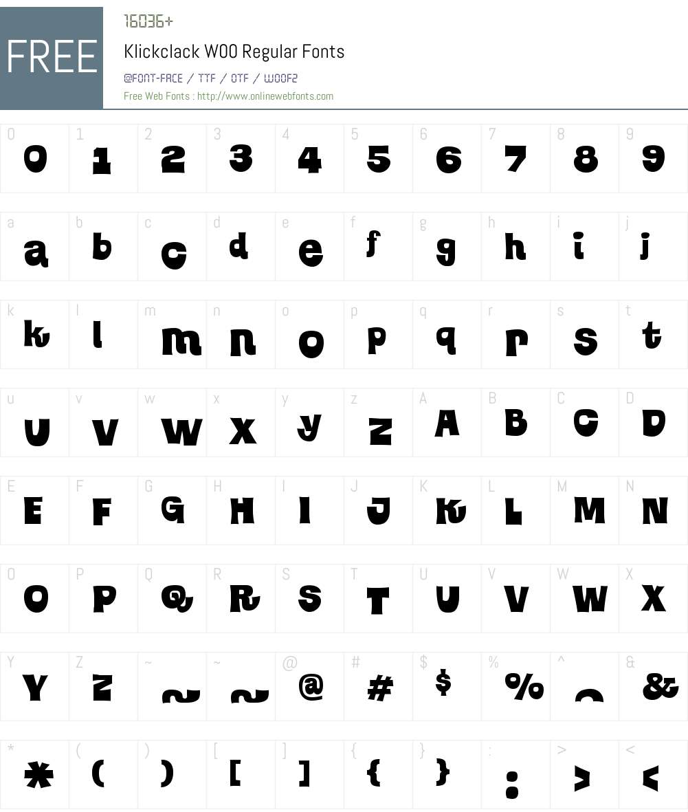 KlickclackW00-Regular Font Screenshots