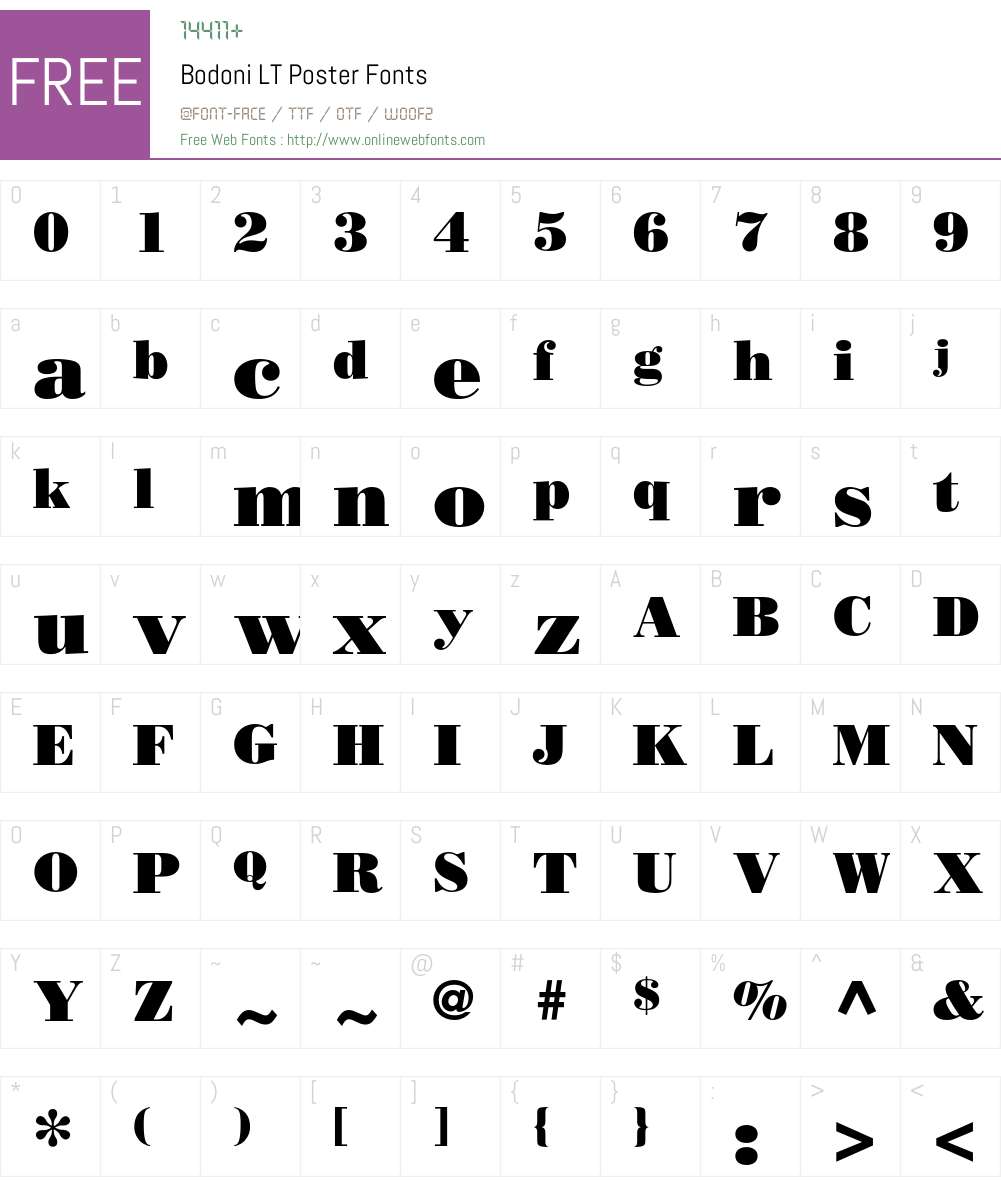 Bodoni LT Font Screenshots