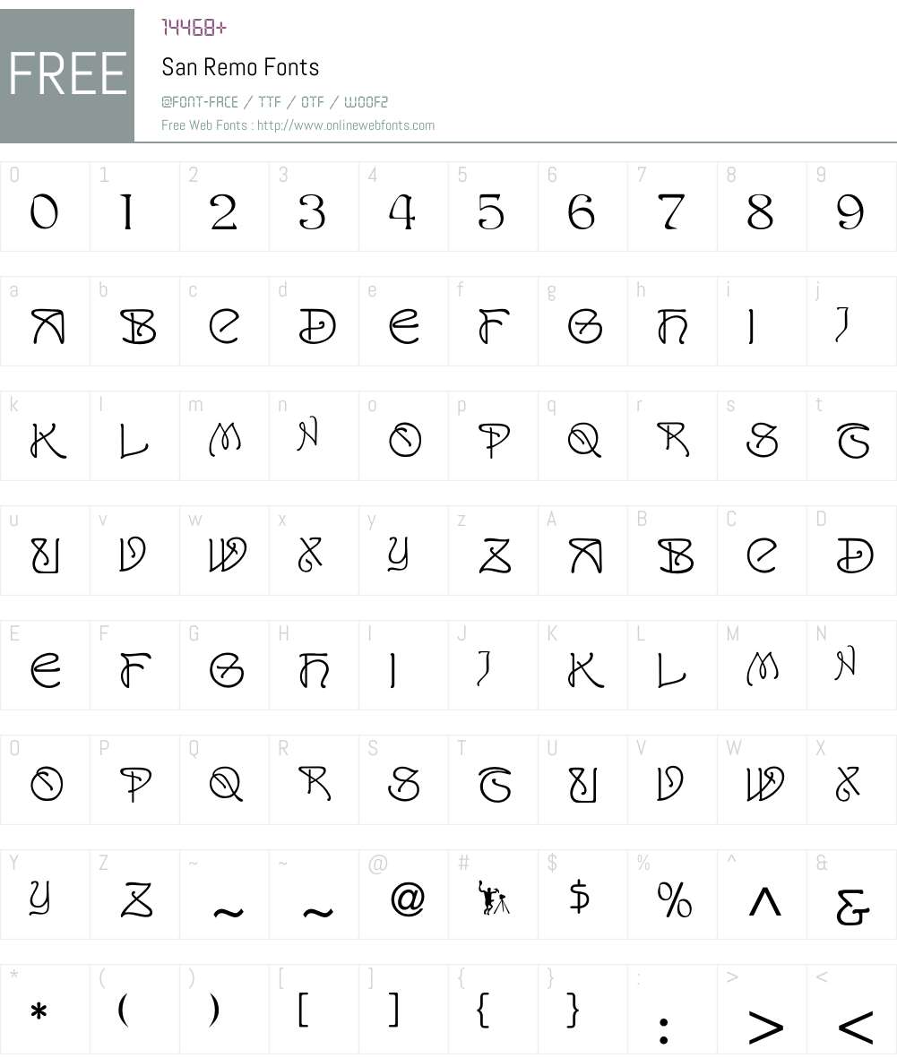 San Remo Font Screenshots