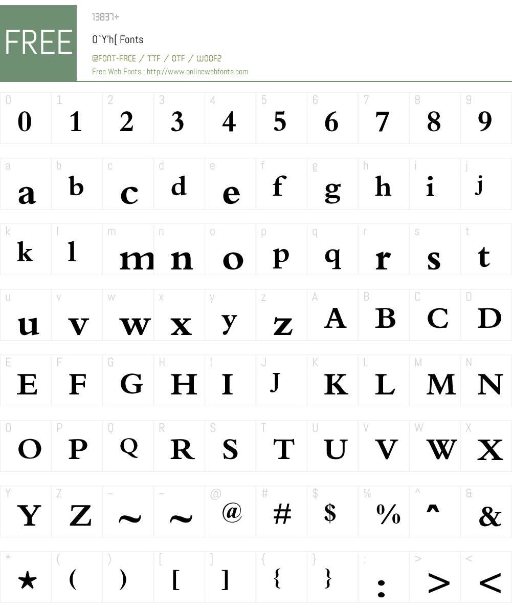 O`Y'h[ Font Screenshots