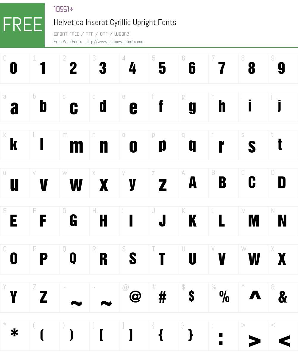 Helvetica Inserat Cyrillic Font Screenshots
