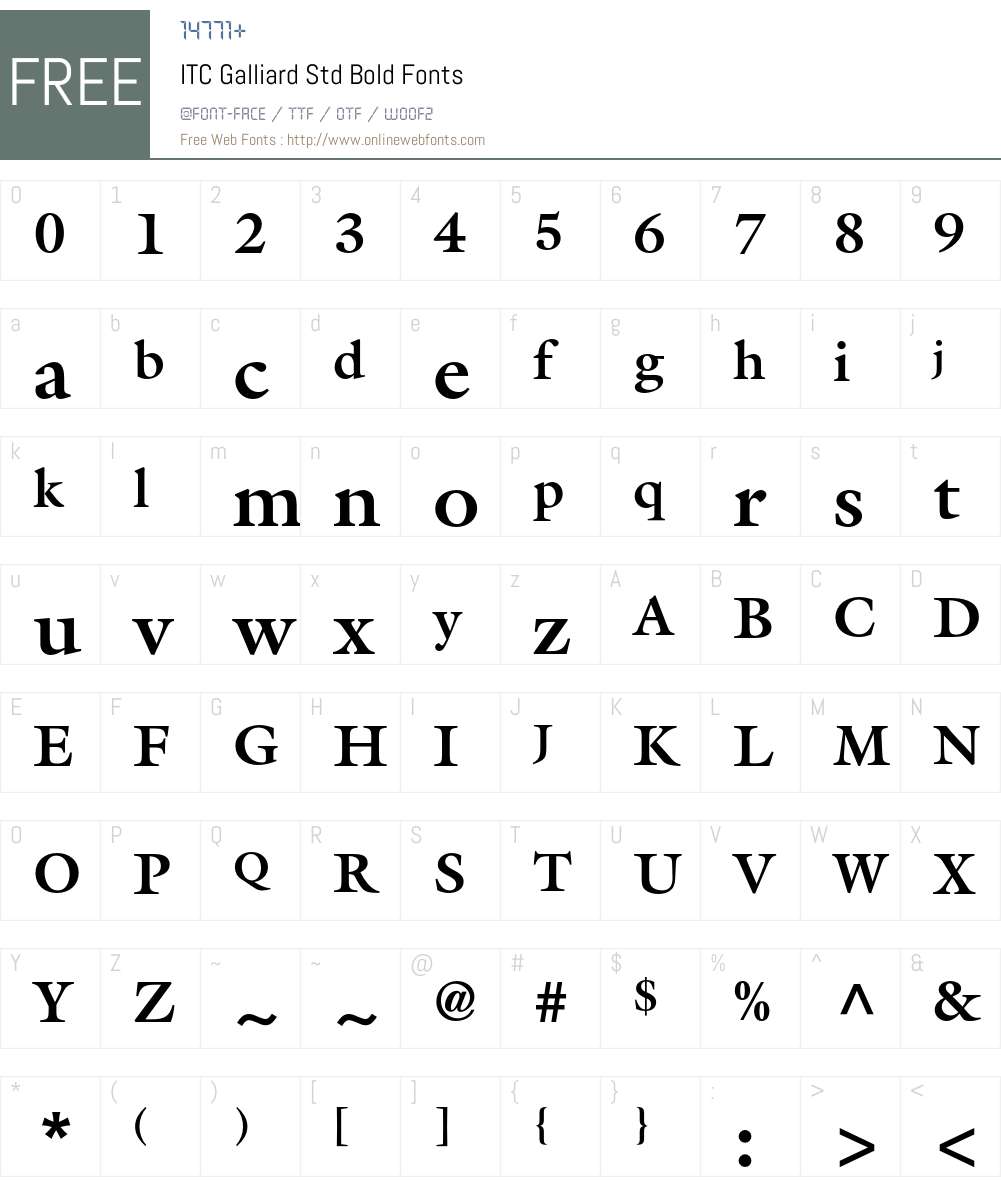 ITC Galliard Std Font Screenshots