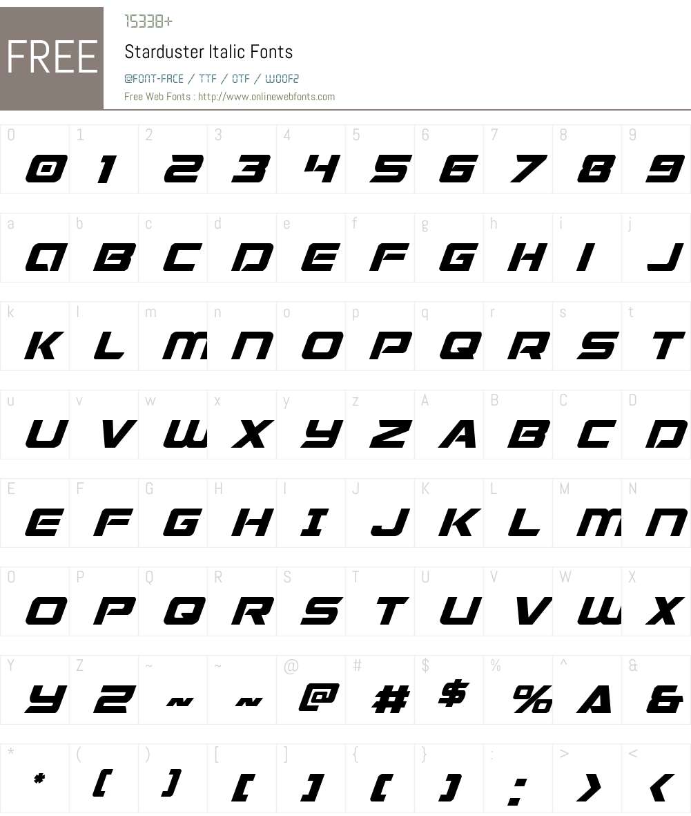 Starduster Italic Font Screenshots
