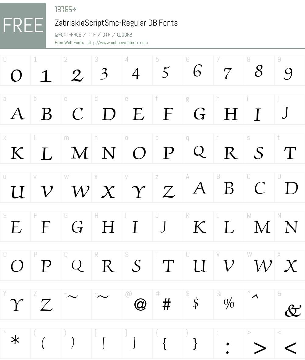 ZabriskieScriptSmc DB Font Screenshots