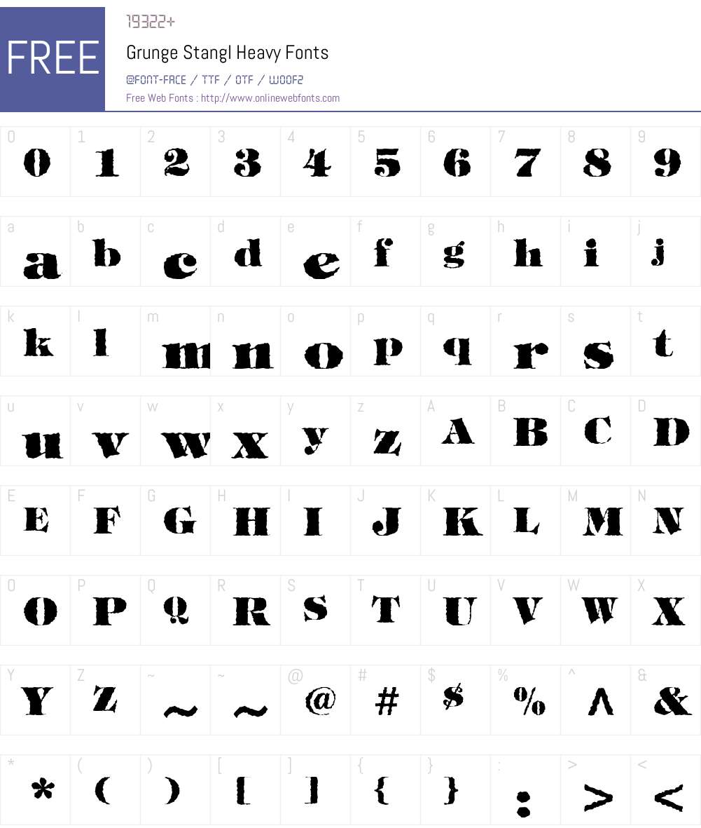 Grunge Stangl Heavy Font Screenshots