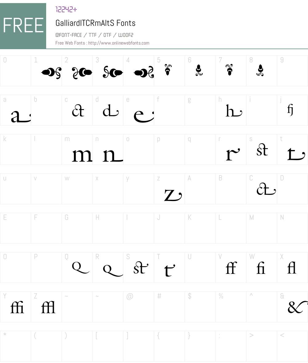 Galliard Font Screenshots