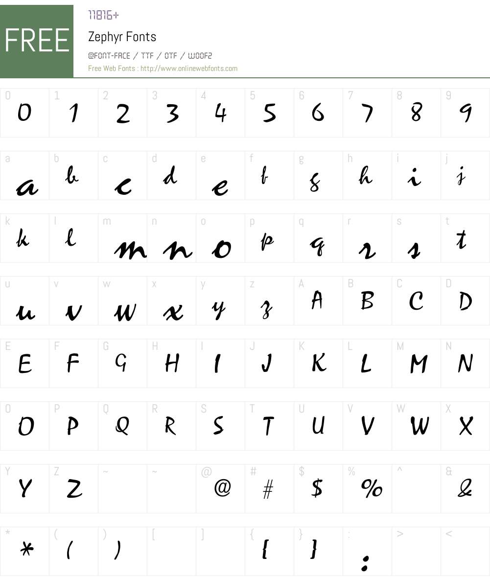 Zephyr Font Screenshots