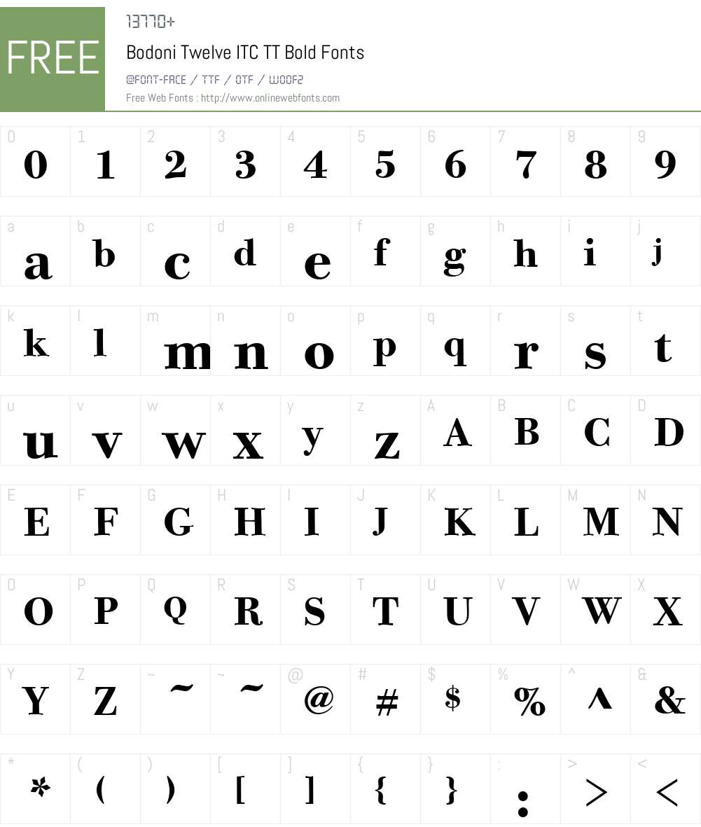 Bodoni Twelve ITC TT Font Screenshots