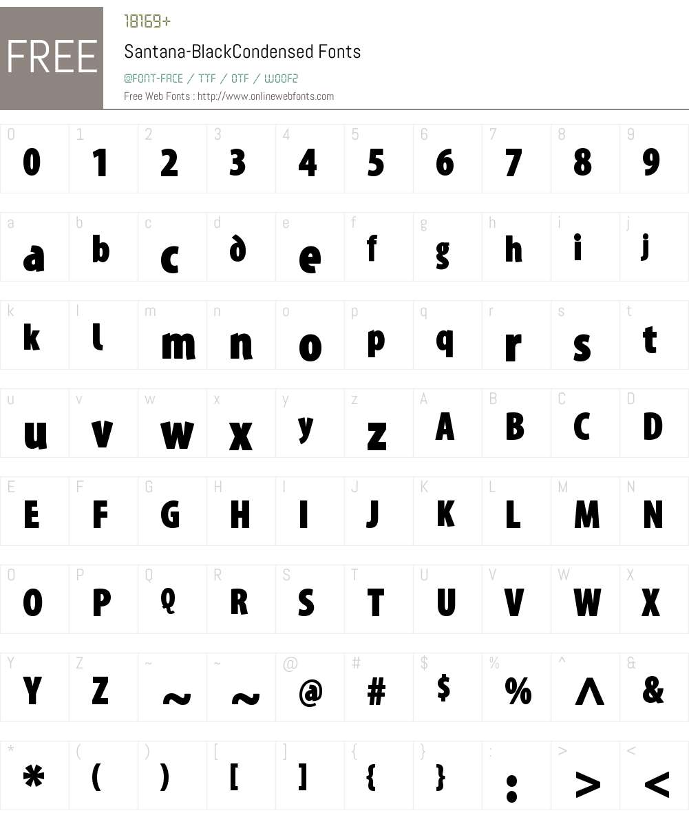 Santana-BlackCondensed Font Screenshots