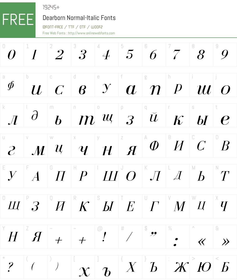 Dearborn Font Screenshots