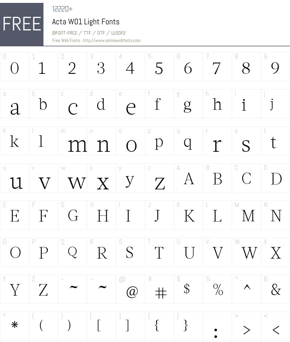 ActaW01-Light Font Screenshots