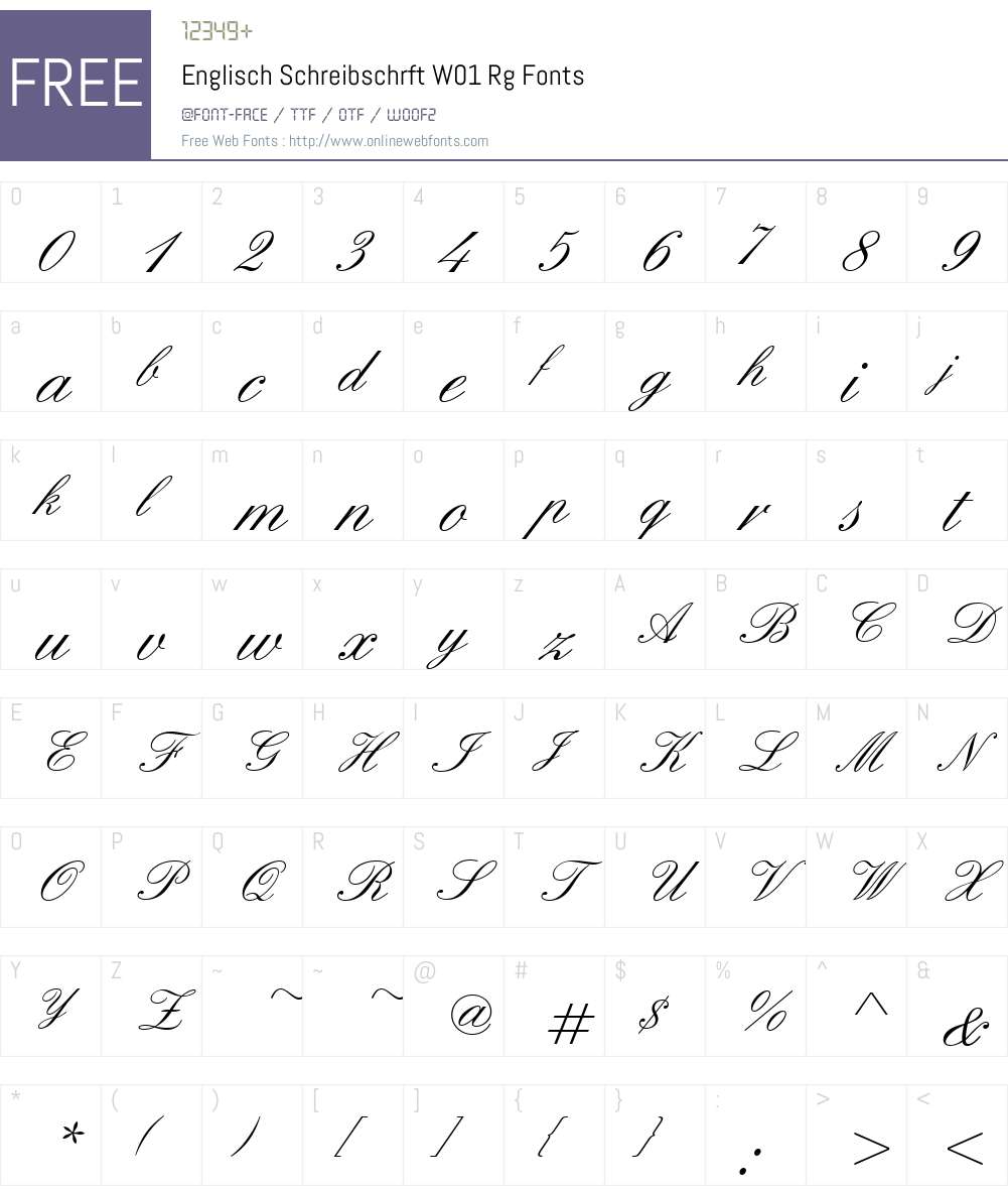 EnglischSchreibschriftW01-Rg Font Screenshots
